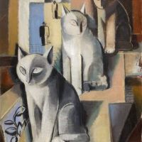 Adolf Fleischmann Drei Katzen - Tres gatos