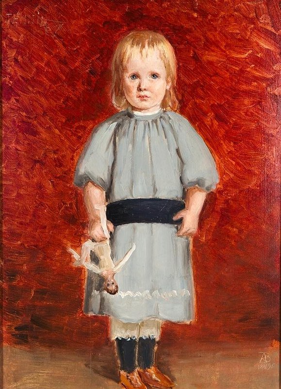 Tableaux sur toile, reproduction de Adolf Von Becker Girl With A Doll 1895
