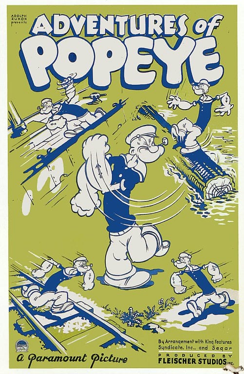 Tableaux sur toile, reproduction de Les Aventures de Popeye 1935 Movie Poster