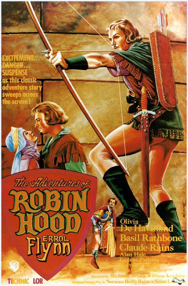 Tableaux sur toile, riproduzione de Le avventure di Robin Hood 1938 poster del film