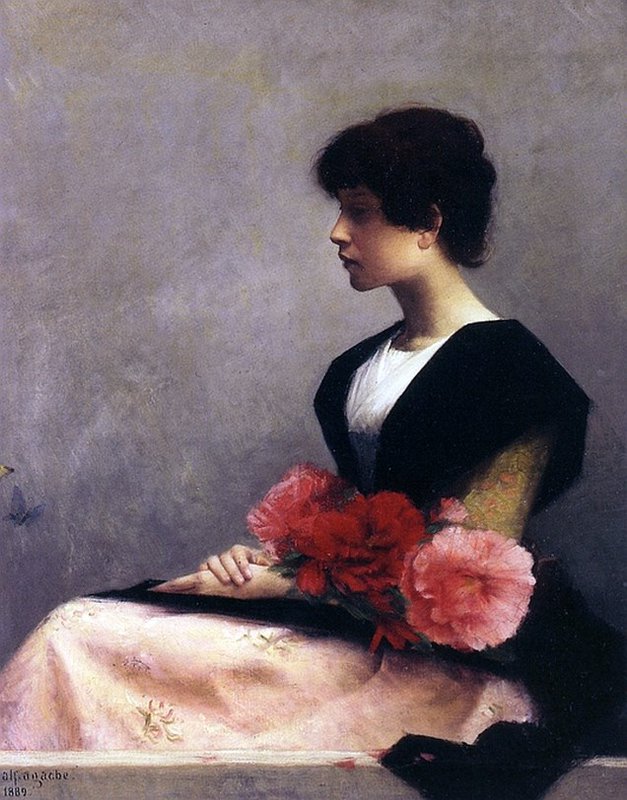 Agache Alfred Pierre Jeune Fille Assise Tenant Des Fleurs Dans Les Bras Girl Sitting With Flowers On Her Lap 1889 canvas print