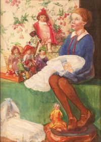 Airy Anna A Young Girl With Her Dolls S.d. canvas print