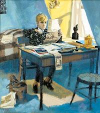 Airy Anna Young Boy With Newspaper Clippings S.d. canvas print