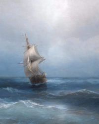 Aivazovsky Ivan Konstantinovich A Russian Two Master On The Open Sea 1885 canvas print