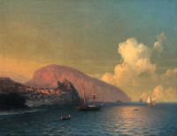 إيفازوفسكي إيفان كونستانتينوفيتش منظر لجبل أيو داغ في ضوء المساء 1863