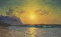 Aivazovsky Ivan Konstantinovich nach dem Sturm Sonnenuntergang an der Küste 1895