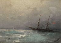 Aivazovsky Ivan Konstantinovich 바다에서 미국 배 1873