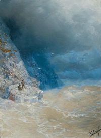 Aivazovsky Ivan Konstantinovich Choppy Seas بالقرب من ساحل روكي 1899