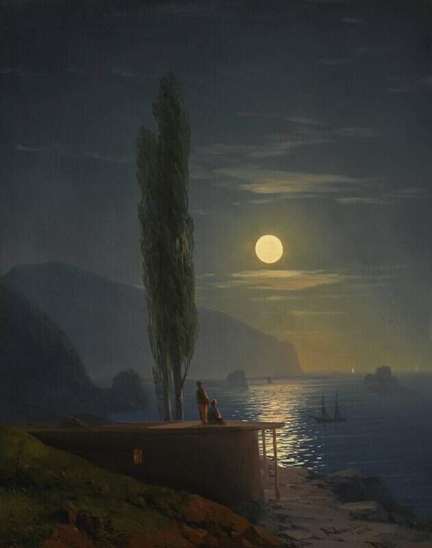 Aivazovsky Ivan Konstantinovich Figures By A Moonlit Shore 1858 canvas print