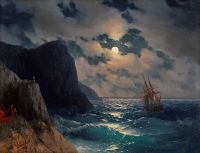 Aivazovsky Ivan Konstantinovich passiert ein Schiff in einer Mondnacht 1868