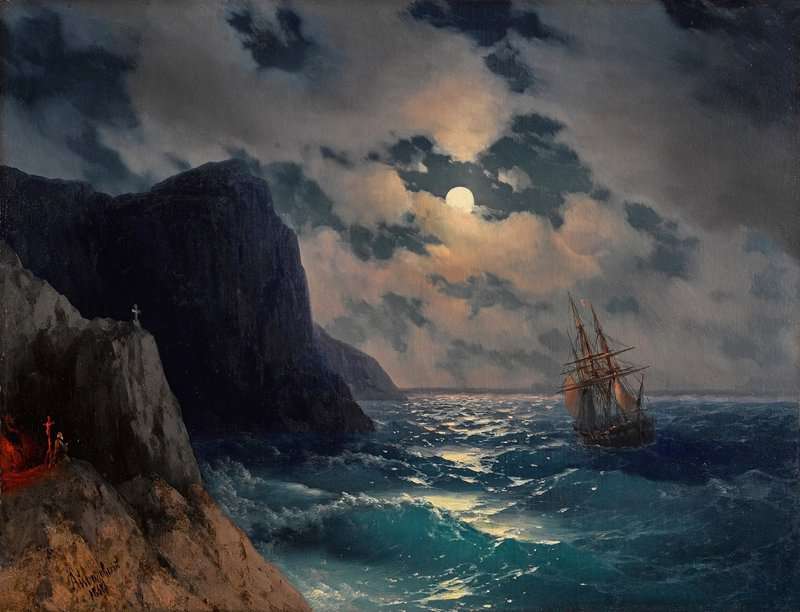 Aivazovsky Ivan Konstantinovich Passing Ship On A Moonlit Night 1868 canvas print