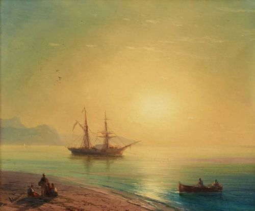 Aivazovsky Ivan Konstantinovich Russian Ship At Sunset Crimea S.d. canvas print