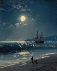 Aivazovsky Ivan Konstantinovich السفينة الشراعية على بحر هادئ بواسطة ضوء القمر 1897