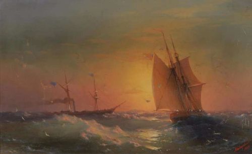 Aivazovsky Ivan Konstantinovich Shipping At Sunset 1860 canvas print
