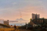 Aivazovsky Ivan Konstantinovich View Of The Gulf Of Naples From Posilippo With The Palazzo Donn Anna New Moon 1844 canvas print