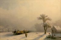 إيفازوفسكي إيفان كونستانتينوفيتش قافلة الشتاء على الطريق 1857