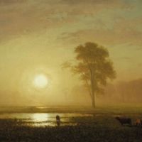 Albert Bierstadt zonsondergang op de vlaktes ca. 1887