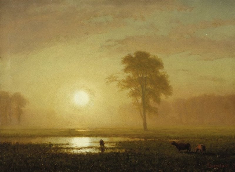 Tableaux sur toile, reproduction de Albert Bierstadt Sunset On The Plains Ca. 1887