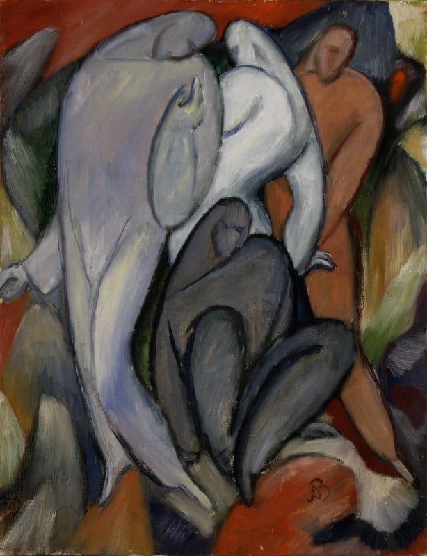 Tableaux sur toile, Albert Bloch Four Pierrots 1912의 복제