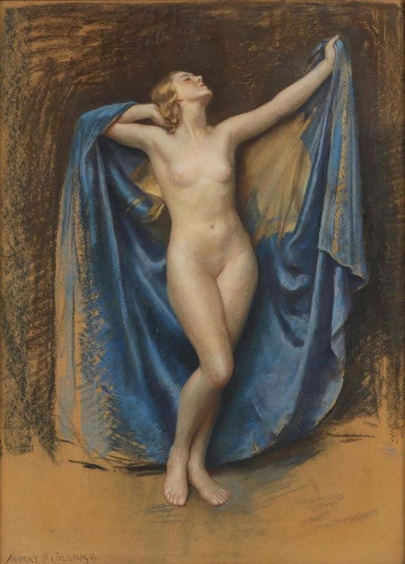 Tableaux sur toile, Reproduktion von Albert Henry Collings The Blue Cloak