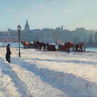 Escena de invierno de Alfred Bergstrom desde el paseo marítimo de Estocolmo