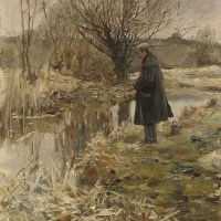 Pesca del lucio de Alfred Munnings en enero de 1898