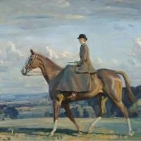 Alfred Munnings Portret van Lady Barbara Lowther te paard ca. 1910