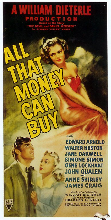 Tableaux sur toile, reproduction de All That Money Can Buy 1941 Movie Poster