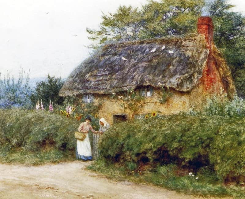 Allingham Helen A Cottage With Sunflowers At Peaslake S.d. canvas print