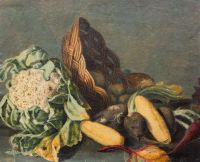 Alma Tadema Anna A Still Life With Cauliflower A Woven Basket And Beet Roots On A Table