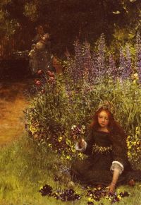 Alma Tadema Anna Gathering Pansies canvas print