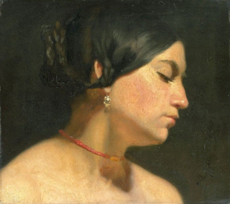 Alma Tadema Anna Head Of A Young Woman Aka Maria Magdalen 1854 canvas print