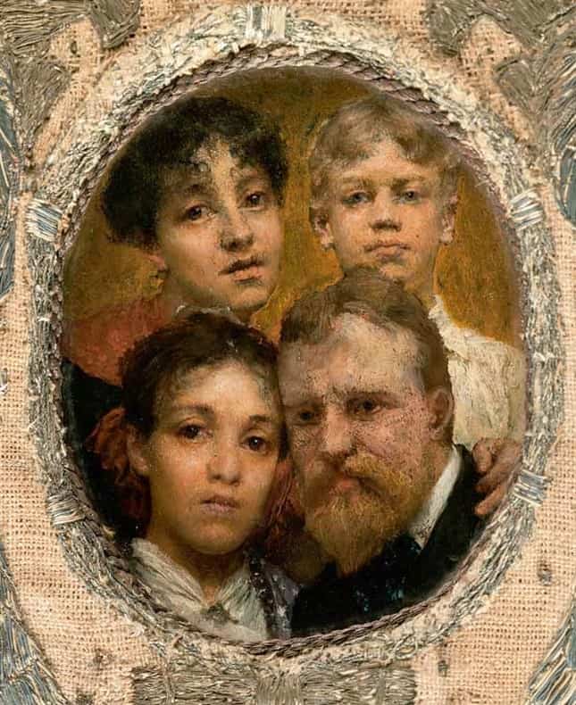 Alma Tadema Anna Mirror Decorated With A Miniature Depicting A Self Portrait Of Lawrence Alma Tadema canvas print