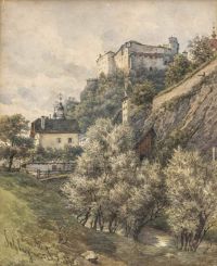 لوحة قماشية Alt Rudolf Von Blick Zur Festung Hohensalzburg 1870