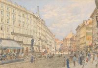 Alt Rudolf Von Graben In Wien Mit Leopoldsbrunnen Leinwanddruck