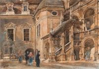 Alt Rudolf Von The Arcaded Courtyard Of The Landhaus In Graz With The External Staircase To The Second Floor The Figural Gazebo By The Sculptor Jeremias Franck And Staffage canvas print