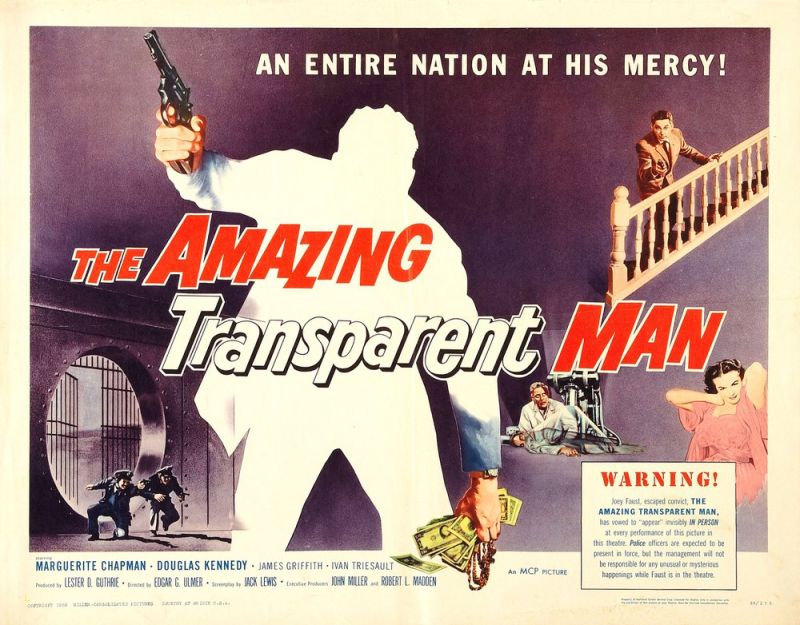 Tableaux sur toile, riproduzione del poster del film Amazing Transparent Man 02