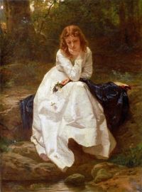 Amberg Wilhelm August Lebrecht Young Woman Seated By A Stream