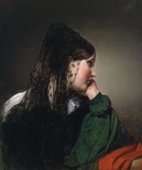 Amerling Friedrich Von Girl In Profile With Black Mantilla canvas print