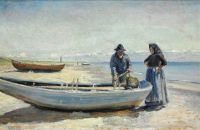 Ancher Anna Ein Fischer und seine Frau an ihrem Boot auf Skagen S Nderstrand 1923