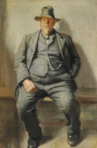 Ancher Anna صياد من بورنهولم في أفضل ملابسه مع قبعة وسلسلة ساعة