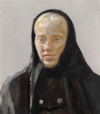 ancher Anna 검은 머리 스카프를 두른 Skagen의 젊은 여성