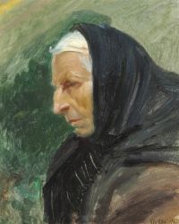 Ancher Anna امرأة مسنة ذات وشاح أسود سكاجين