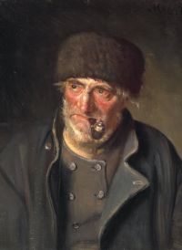 Ancher Anna An Old Fisherman From Skagen With A Fur Cap And A Pipe 1897 canvas print