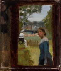 Ancher Anna Anna Ancher I Forhaven P Markvej. ستودي آنا أنشر في الحديقة الأمامية في ماركفيج. يذاكر