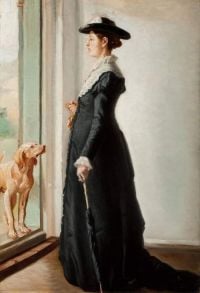 Ancher Anna Anna Ancher가 출입구에 서 있습니다. 내 아내의 초상화 스케치