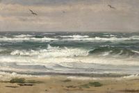 Ancher Anna Breaking The Waves at Skagen S Nderstrand 1913 لوحة قماشية