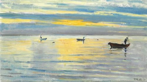 Ancher Anna Catching Eel At Dawn Skagen 1920 canvas print