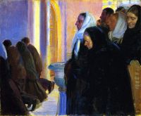 Ancher Anna Communion في كنيسة Skagens عام 1899 بطباعة قماشية