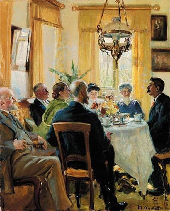 Ancher Anna Company In The Yellow Room At Br Ndums Hotel canvas print